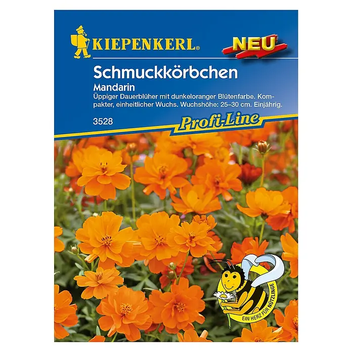 Kiepenkerl Blumensamen Schmuckkörbchen - Cosmos sulphureus, Mandarin, Blütezeit: Juni - Draufsicht