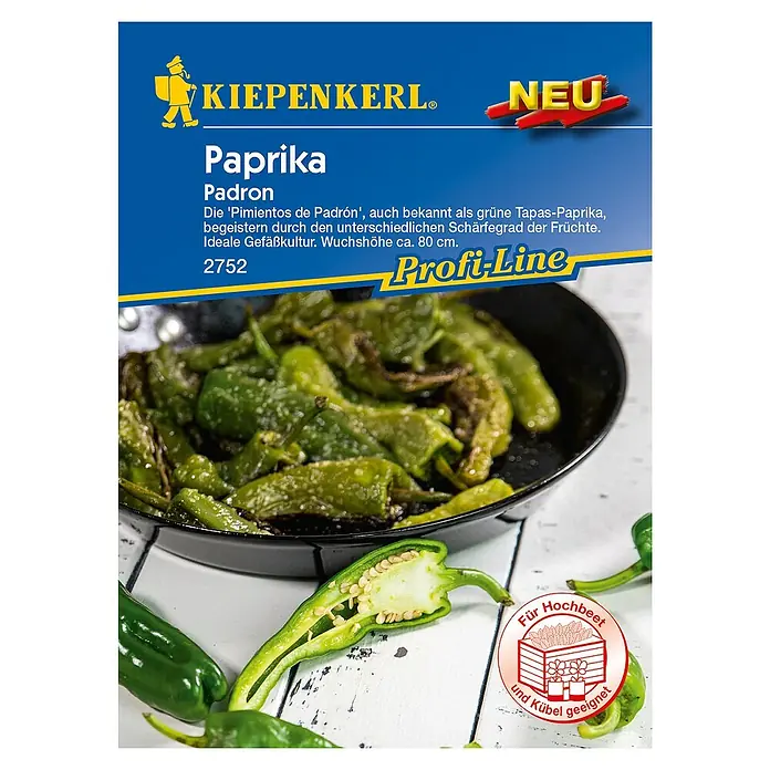 Kiepenkerl Profi-Line Gemüsesamen Paprika - Pimientos de Padrón, Capsicum annuum, Erntezeit: Juli - Draufsicht