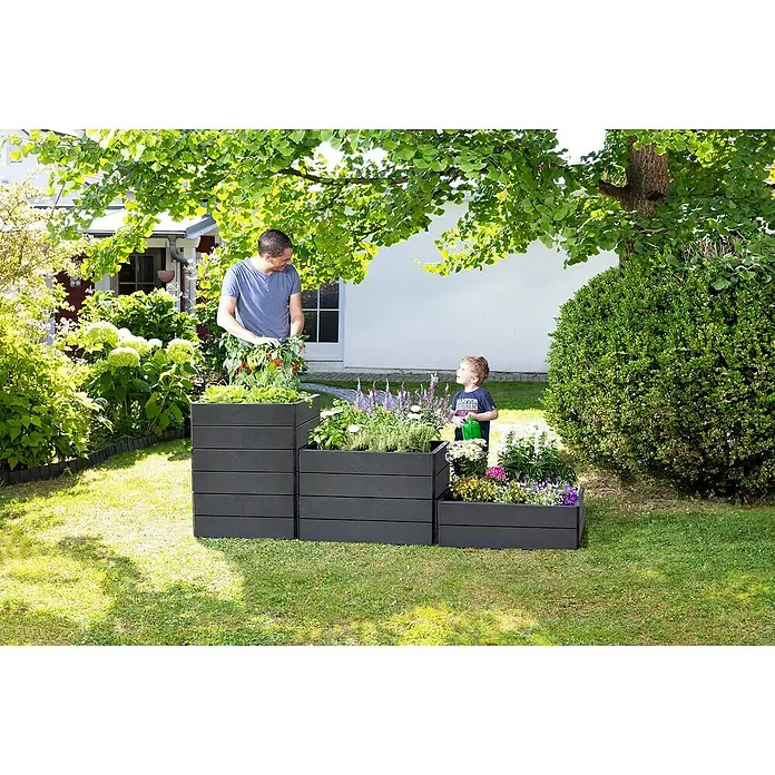 Garantia Hochbeet Ergo Quadro M - 80 x 60 x 25 cm, Kunststoff, Anthrazit - Anwendungsbeispiel