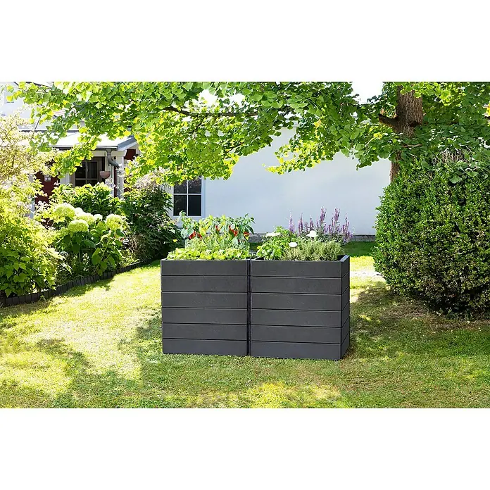 Garantia Hochbeet Ergo Quadro L - 80 x 80 x 25 cm, Kunststoff, Anthrazit - Stimmungsaufnahme