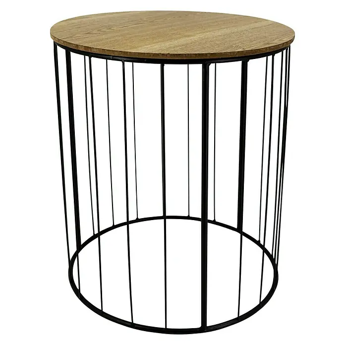 Beistelltisch Rund - Ø x H: 45 x 55 cm, Holz, Braun - Diagonale Ansicht