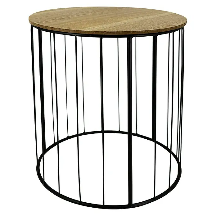 Beistelltisch Rund - Ø x H: 40 x 50 cm, Holz, Braun - Diagonale Ansicht
