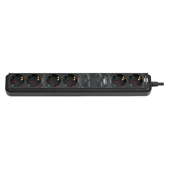 Brennenstuhl Eco-Line Smart-Steckdosenleiste WIFI - 6-fach, Schwarz, 3.600 W, L x B x H: 46 x 10,5 x 5 cm - Ansicht von oben