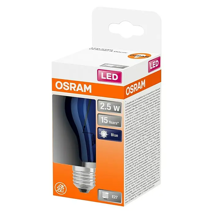 Osram Star LED žarulja Decor Classic A - E27, 2,5 W, A60, 10 lm, Plave boje - Dijagonalni pogled