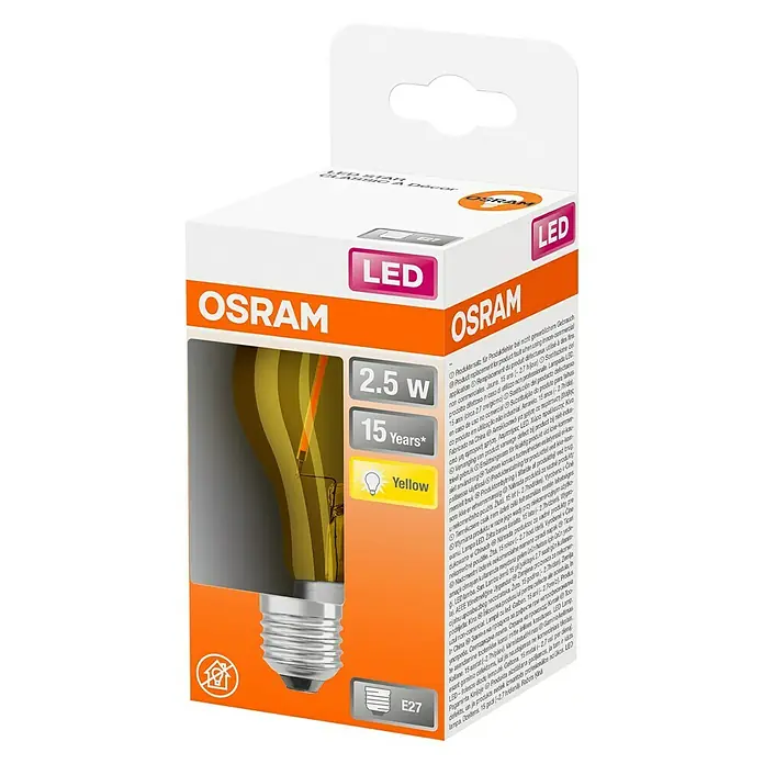Osram Star LED žarulja Decor Classic A - E27, 2,5 W, A60, 235 lm, Žute boje - Dijagonalni pogled