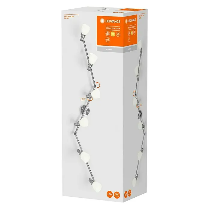 Ledvance Regleta LED 827 - 12 W, L x An x Al: 125 x 8 x 19,2 cm, Blanco/Plateado, Blanco cálido - Vista angular