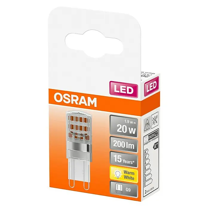 Osram Star LED žarulja - 1,9 W, G9, Boja svjetla: Topla bijela, Bez prigušivanja, Kutno - Dijagonalni pogled