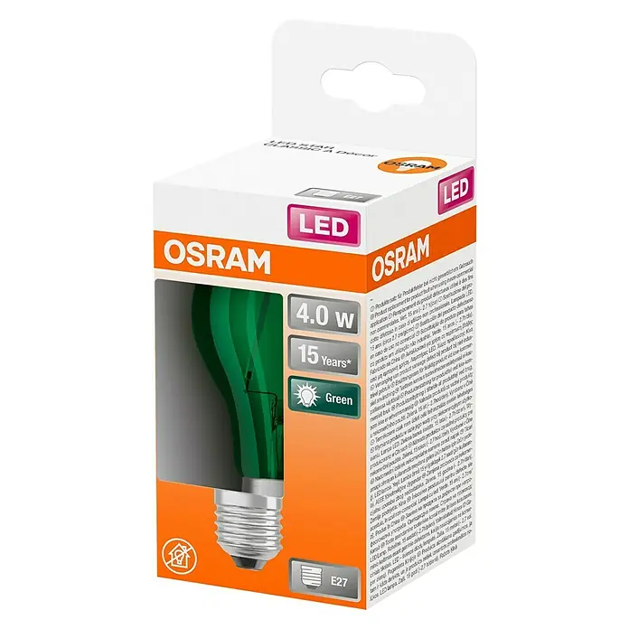 Osram Star LED žarulja Decor Classic A - E27, 2,5 W, A60, 45 lm, Zelene boje - Dijagonalni pogled