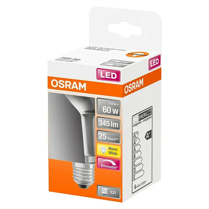 Osram Star LED-Leuchtmittel R63 - E27, 5,9 W, R63, 345 lm - Diagonale Ansicht