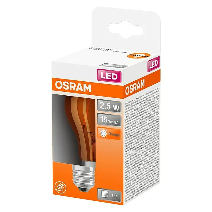 Osram Star LED žarulja Decor Classic A - E27, 2,5 W, A60, 160 lm, Narančaste boje - Dijagonalni pogled