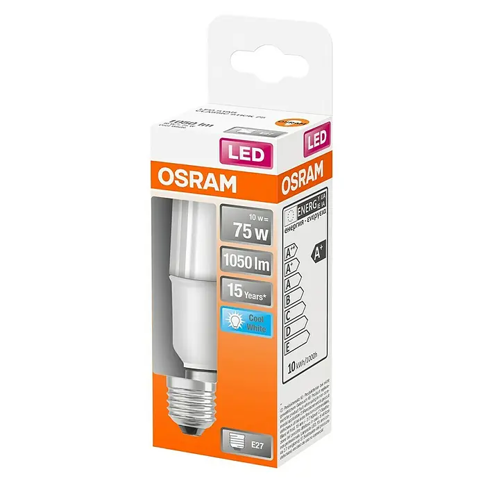 Osram Star LED-Leuchtmittel Stick - E27, 10 W, 1.055 lm, Kaltweiß - Diagonale Ansicht