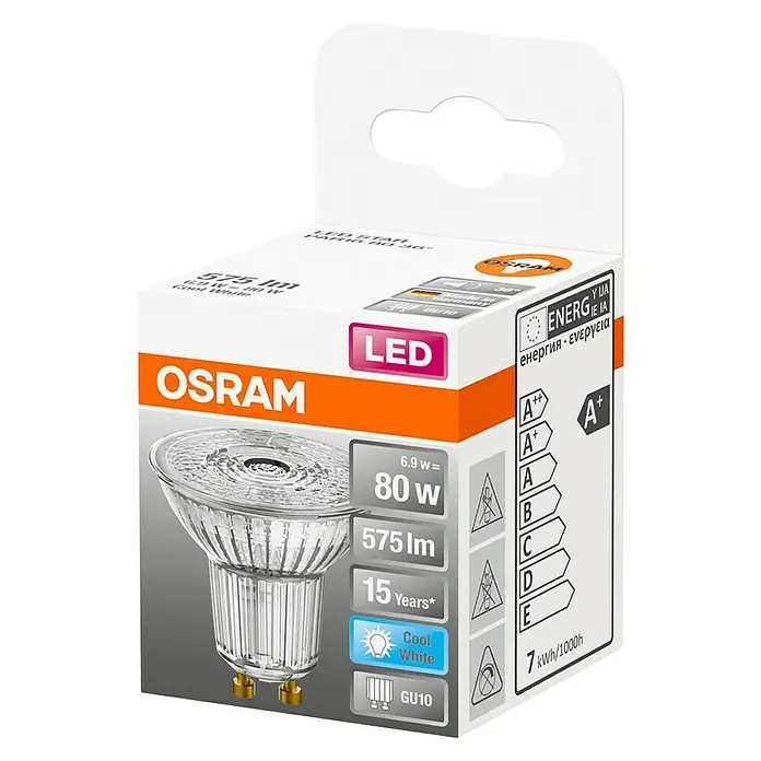 Osram Star LED-Reflektorlampe - 6,9 W, GU10, PAR16, Kaltweiß, 1 Stk. - Diagonale Ansicht