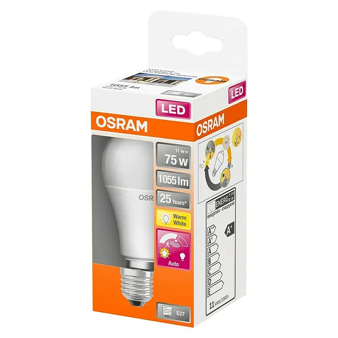 Osram Star Bombilla LED Classic A 75 Motion Sensor - E27, 11 W, 1.055 lm - Vista angular