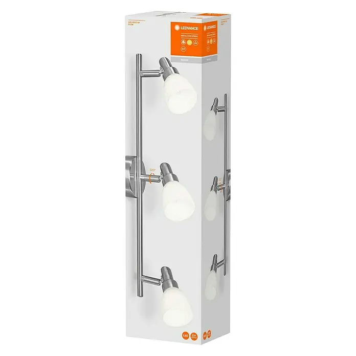 Ledvance Regleta LED 827 - 6 W, L x An x Al: 46,5 x 8 x 16 cm, Blanco/Plateado, Blanco cálido - Vista angular