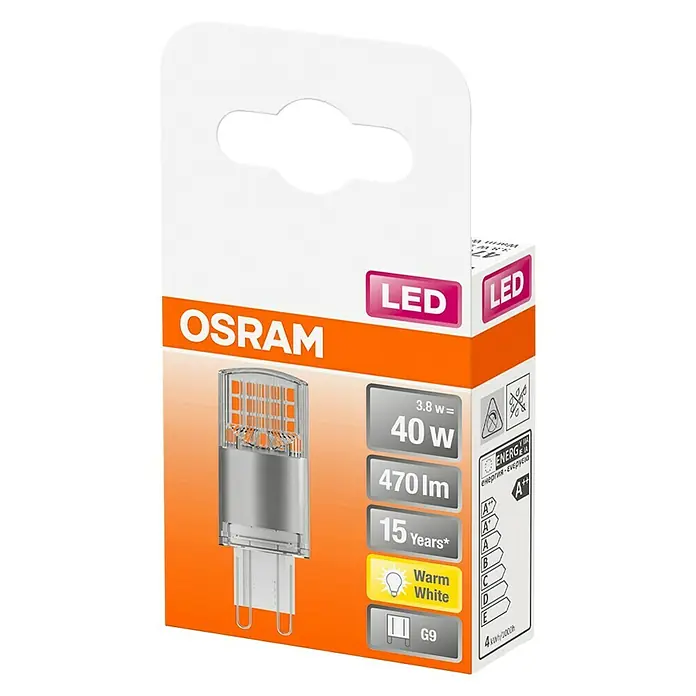 Osram Star LED-Leuchtmittel Pin G9 - 3,8 W, G9, Lichtfarbe: Warmweiß, Nicht Dimmbar, Eckig - Diagonale Ansicht