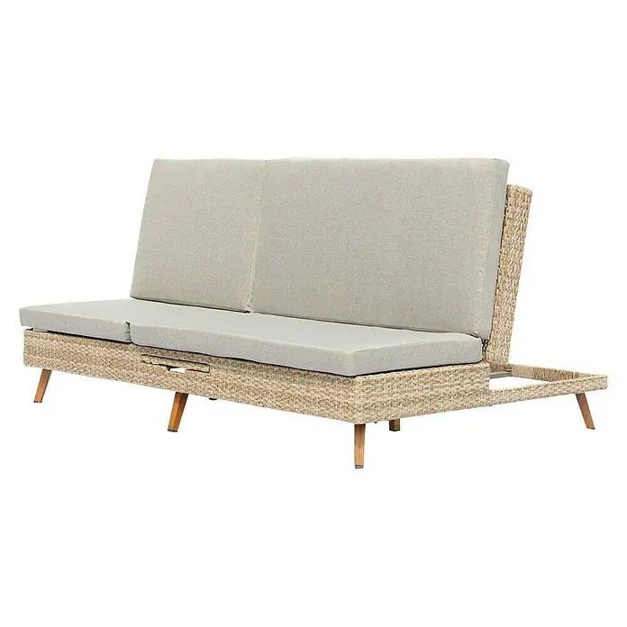 Tumbona Itziar - L x An x Al: 198 x 125 x 30 cm, Gris, Respaldo regulable - Vista angular