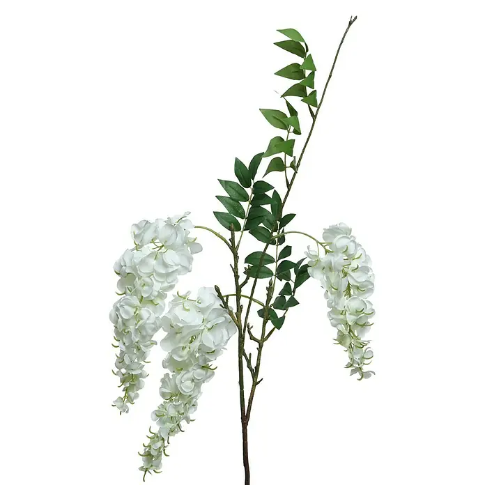 Planta artificial Glicinia - Altura: 93 cm, Blanca, Plástico - Vista frontal