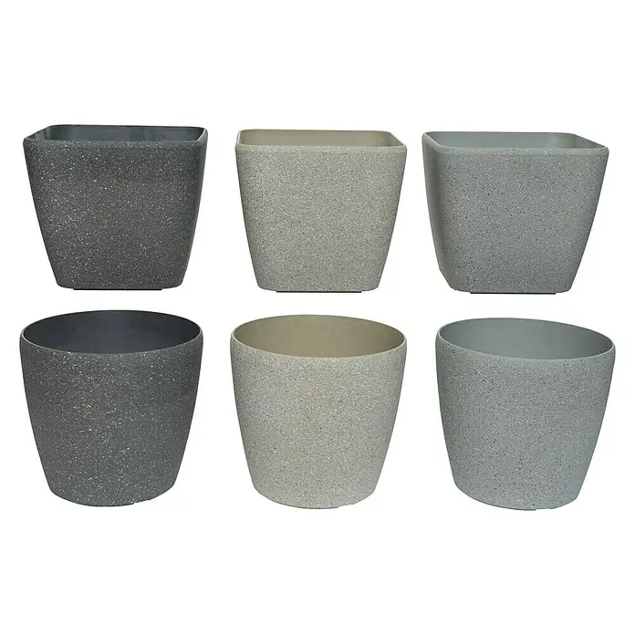 Maceta para planta Tavia - Dimensiones externas (Ø x Al): 22 x 20 cm, Plástico, Gris - Vista frontal