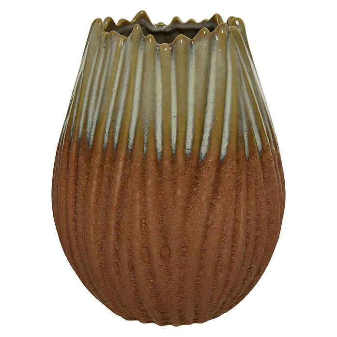 Jarrón Didi - Ø x Al: 13 x 18 cm, Beige/Marrón - Vista frontal