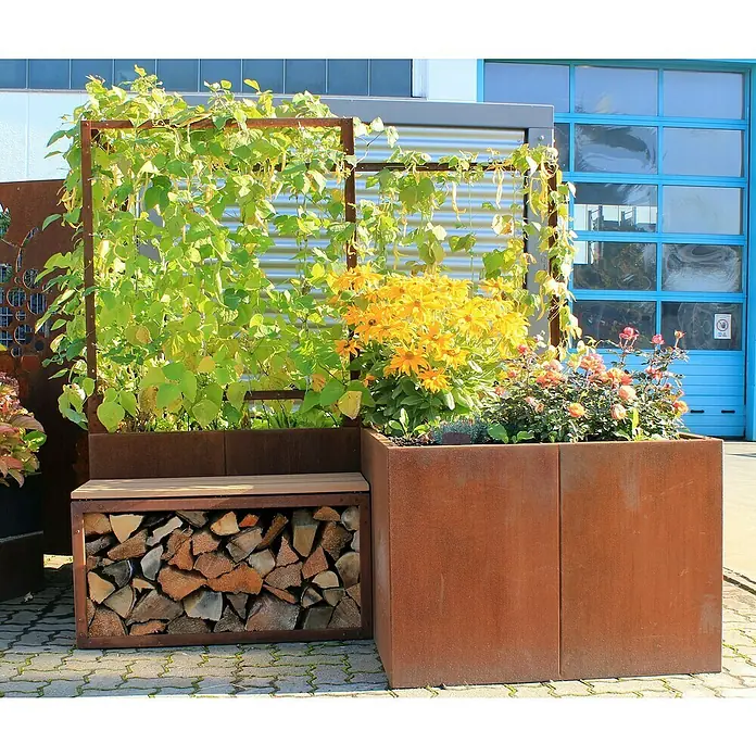 Palatino Sitzauflage Woodpecker Pro - 100 x 40 cm, Passend für: Palatino Exclusive Line Kaminholzregal Woodpecker Pro, Cortenstahl - Stimmungsaufnahme