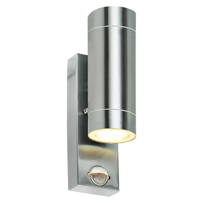 Starlux Vanjska zidna LED svjetiljka sa senzorom Dundee - 6 W, 6 x 9,5 x 22 cm, Srebrne boje, IP44 - Dijagonalni pogled