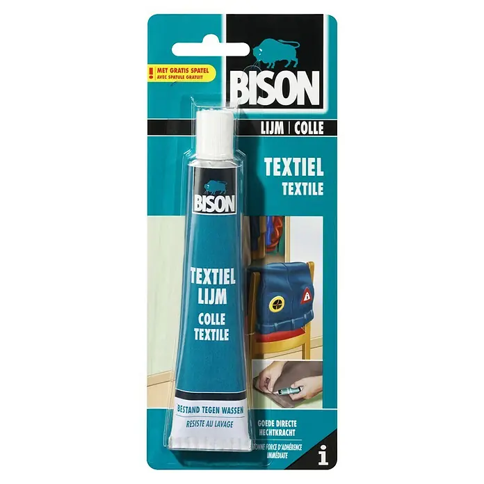 Bison Speciale lijm voor textiel Blister 50 ml - Vochtbestendig, Vloeibaar - Vooraanzicht