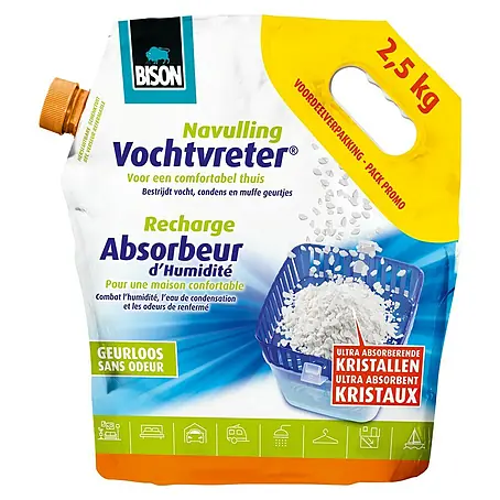 Bison Vochtvreter Luchtontvochtiger, navulverpakking Zak 2,5 kg