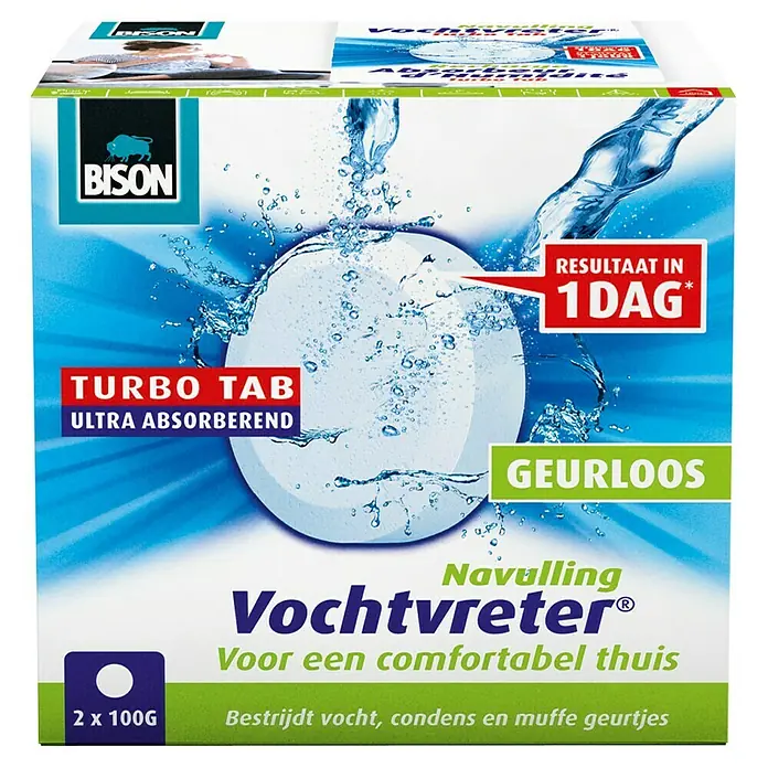 Bison Vochtvreter Luchtontvochtiger, navultabletten 2 x 100 g - Geurloos, 2 st. x 100 g - Vooraanzicht