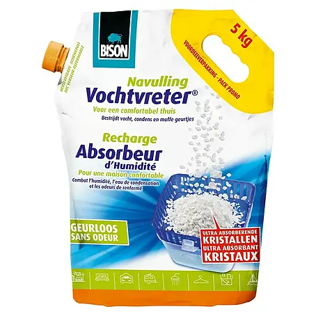Bison Vochtvreter Luchtontvochtiger, navulverpakking Zak 5 kg