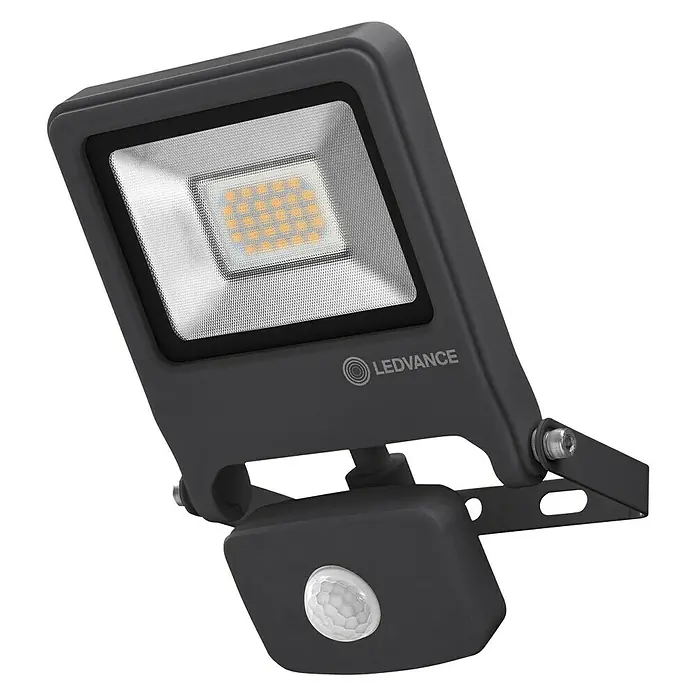 Ledvance LED-Strahler Endura Flood - Anthrazit, Sensor, 20 W, IP44 - Diagonale Ansicht