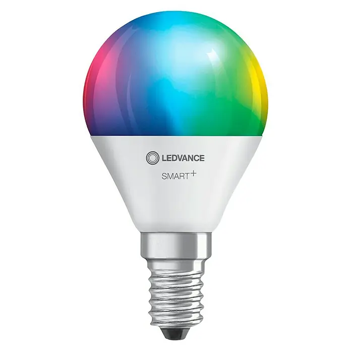 Ledvance Smart+ WiFi LED-Leuchtmittel Mini Bulb - E14, 5 W, P46, 470 lm, RGBW - Vorderansicht