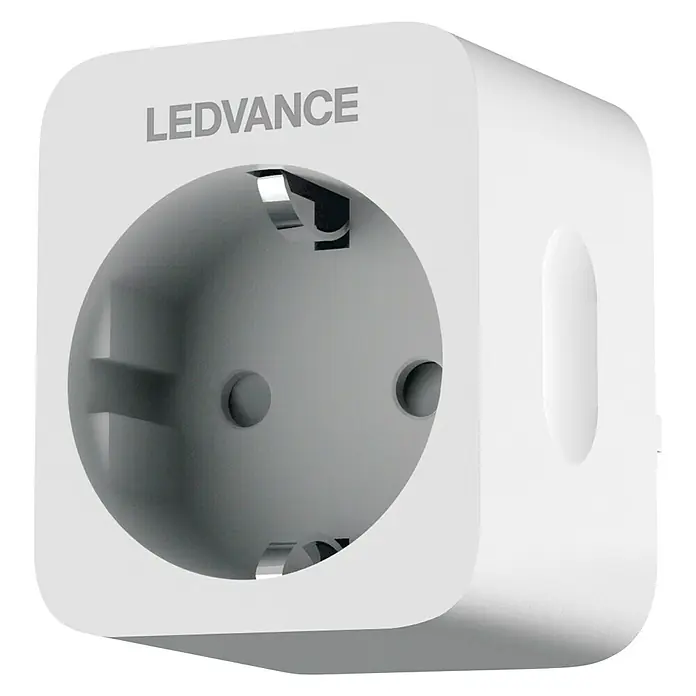 Ledvance Smart+ WiFi Bežićna utičnica - Bijele boje, Sive boje, Maksimalna priključna snaga: 2.300 W - Dijagonalni pogled