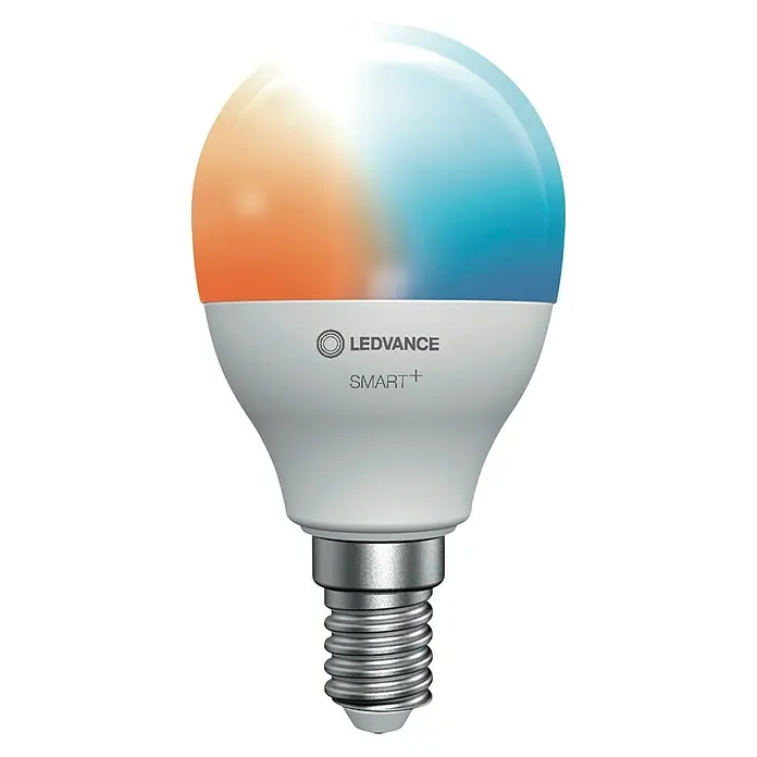 Ledvance Smart+ Bluetooth LED-Leuchtmittel Mini Bulb - E14, 5 W, P40, 470 lm, Einstellbare Farbtemperatur - Vorderansicht