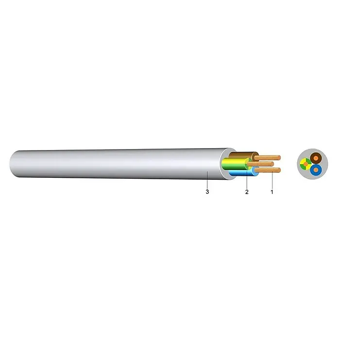 Schlauchleitung YMM-J - H05VV-F, 50 m, Grau, Querschnitt: 1,5 mm², 3-adrig
