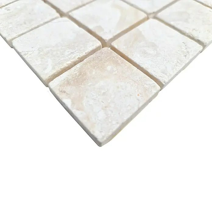 Mosaikfliese Quadrat Uni MOS TN48W - 30,5 x 30,5 cm, Cremeweiß, Matt - Detailaufnahme