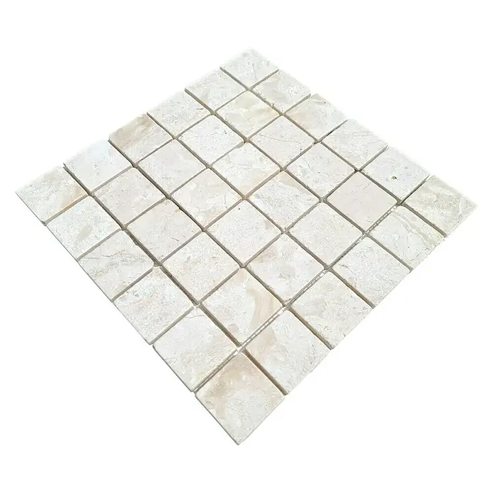 Mosaikfliese Quadrat Uni MOS TN48W - 30,5 x 30,5 cm, Cremeweiß, Matt - Ansicht von oben