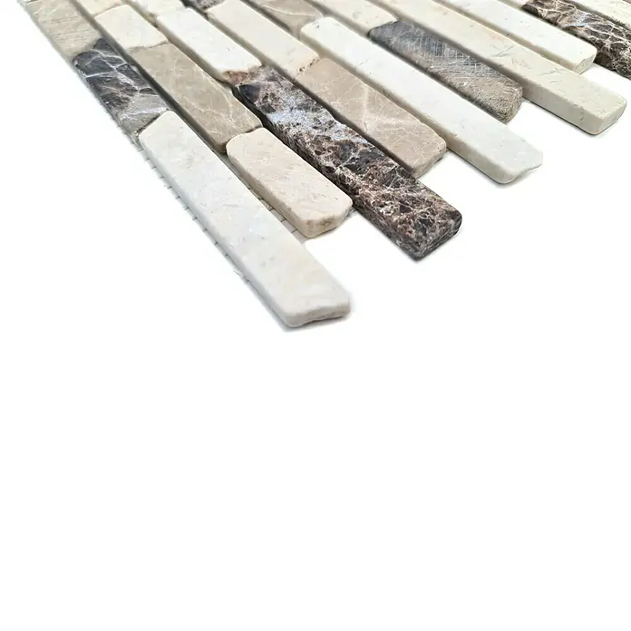 Mosaikfliese MOS BRICK 195KBM - 30,5 x 30,5 cm, Braun/Weiß, Matt - Detailaufnahme