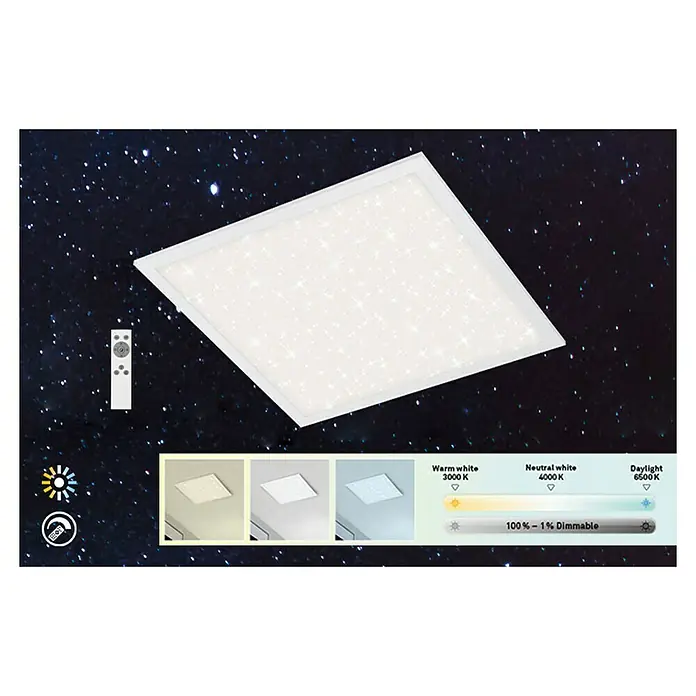 Briloner LED-Panel Sternendekor - 24 W, L x B x H: 45 x 45 x 6 cm, Weiß, Warmweiß - Draufsicht