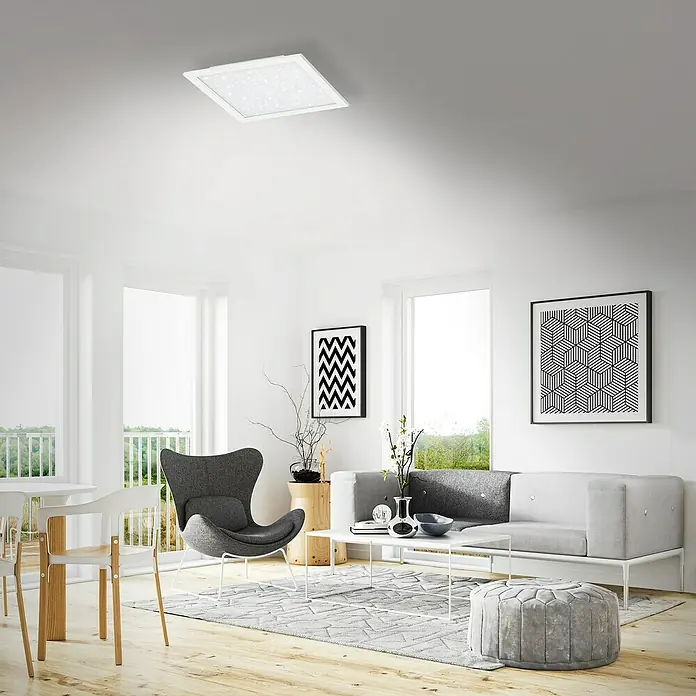 Briloner LED-Panel Sternendekor - 24 W, L x B x H: 45 x 45 x 6 cm, Weiß, Warmweiß - Stimmungsaufnahme