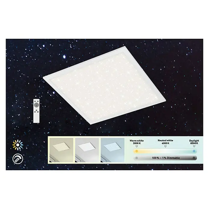 Briloner LED-Panel Sternendekor - 18 W, L x B x H: 29,5 x 29,5 x 5,5 cm, Weiß, Neutralweiß - Draufsicht