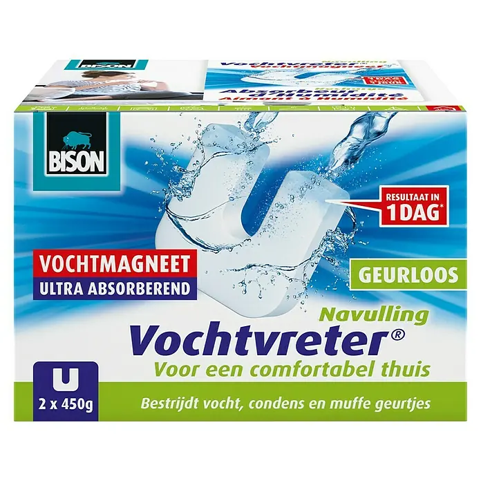 Bison Vochtvreter Luchtontvochtiger, navultabletten 2 x 450 g - Geurloos, 2 st. x 450 g - Vooraanzicht