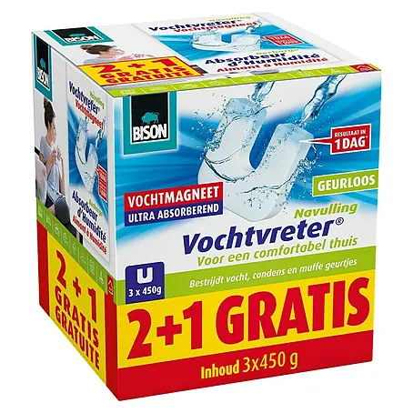 Bison Vochtvreter Luchtontvochtiger, navultabletten 3 x 450 g