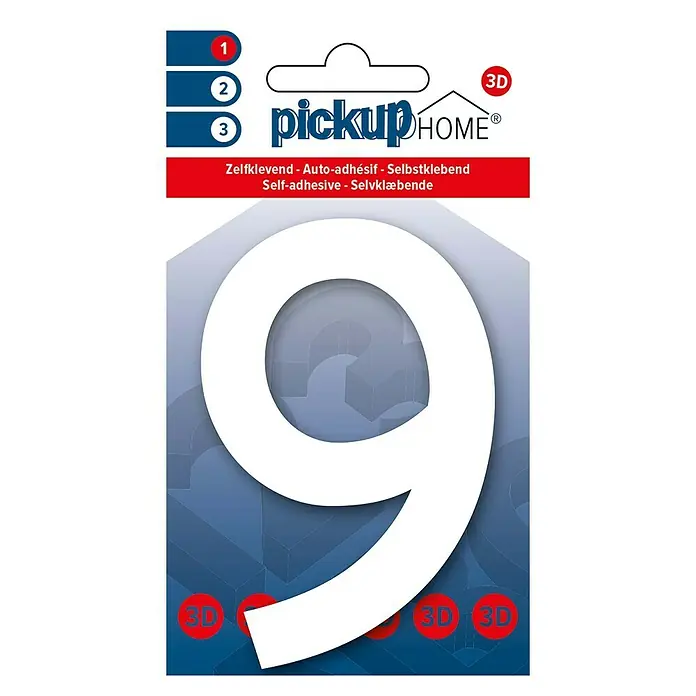 Pickup 3D Home Kućni broj Rio - Visina: 10 cm, Plastika, Motiv: 9 - Pogled sprijeda