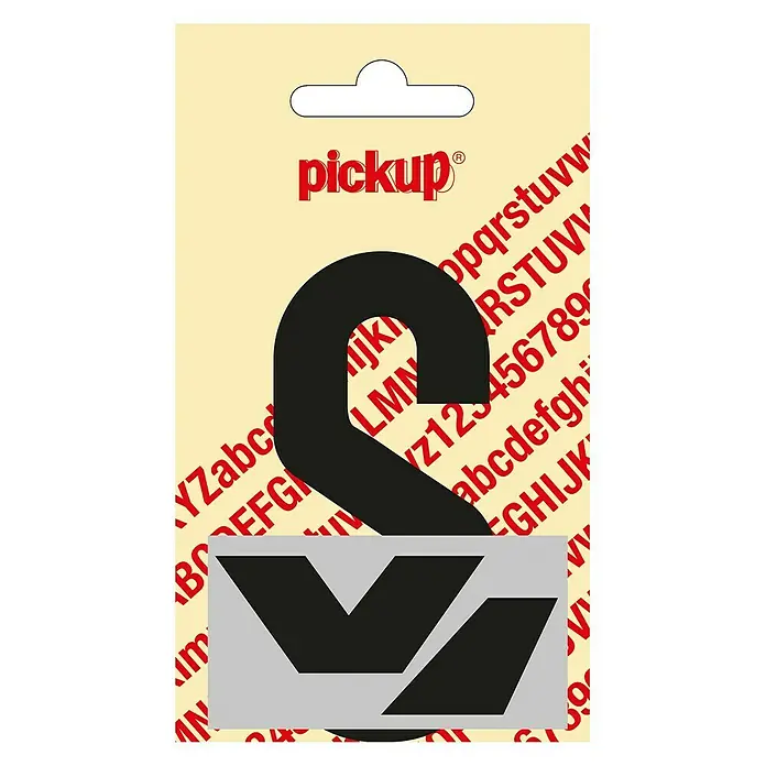 Pickup Naljepnica S s kvačicom - Motiv: S, Crne boje, Visina: 90 mm - Pogled s gornje strane