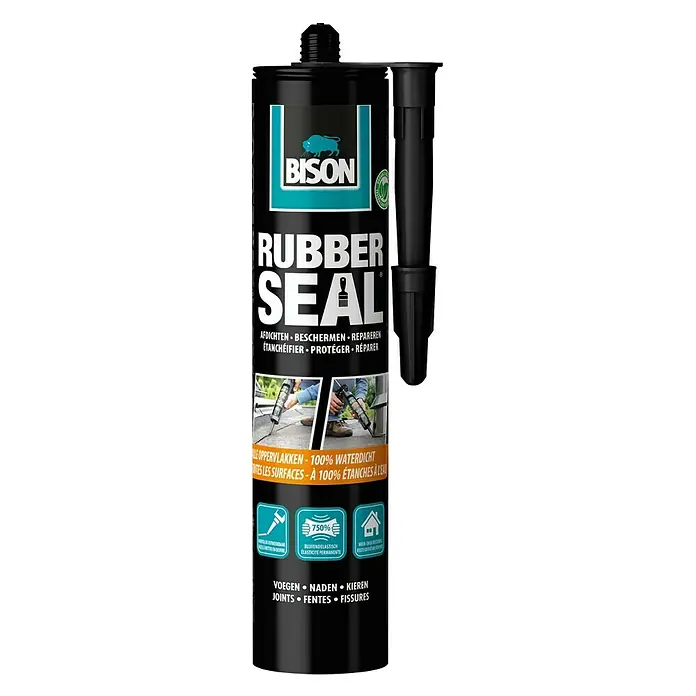 Bison Rubber Seal Dikke bitumencoating Koker 310 g - Waterdicht, Gebruiksklaar - Vooraanzicht