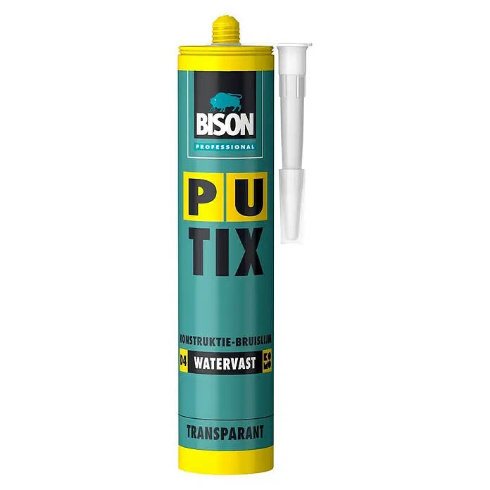 Bison Professional Houtlijm PU-TRIX Koker 340 g - Transparant, Bestand tegen chemicaliën - Vooraanzicht