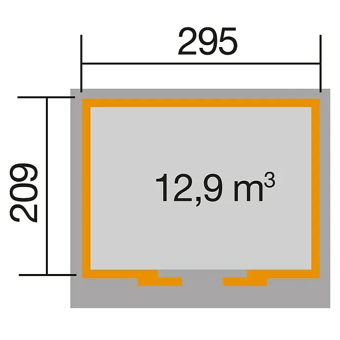 Weka Gartenhaus 225 - B x T: 315 x 249 cm, Holz, 6,343 m², Wandstärke: 21 mm, Natur - Skizze