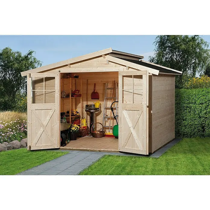 Weka Gartenhaus 323 - Holz, 5,801 m², Wandstärke: 19 mm, Unbehandelt - Stimmungsaufnahme