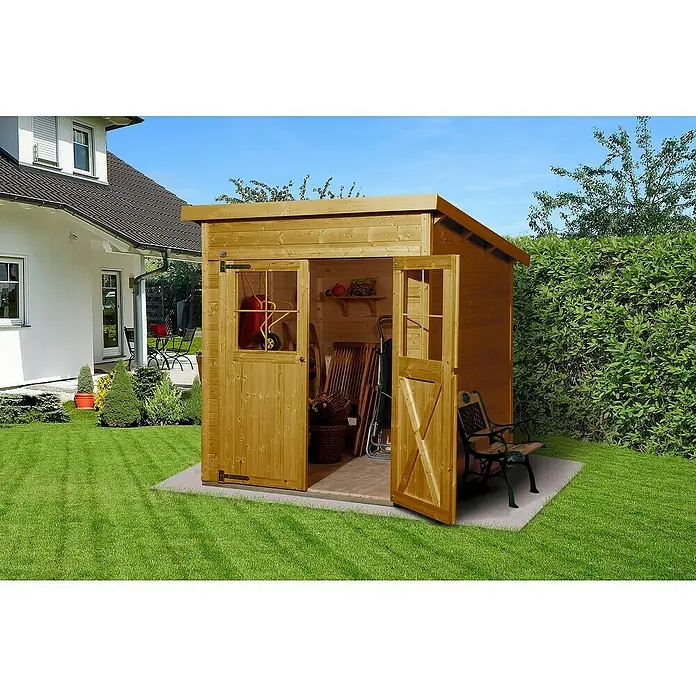 Weka Gerätehaus 325 - B x T: 200 x 192 cm, Holz, 2,949 m², Wandstärke: 19 mm - Stimmungsaufnahme