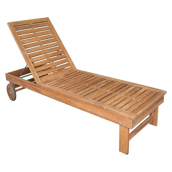 Sunfun Diana Rollliege - 61 x 190 x 33 cm, Akazie, Natur - Diagonale Ansicht